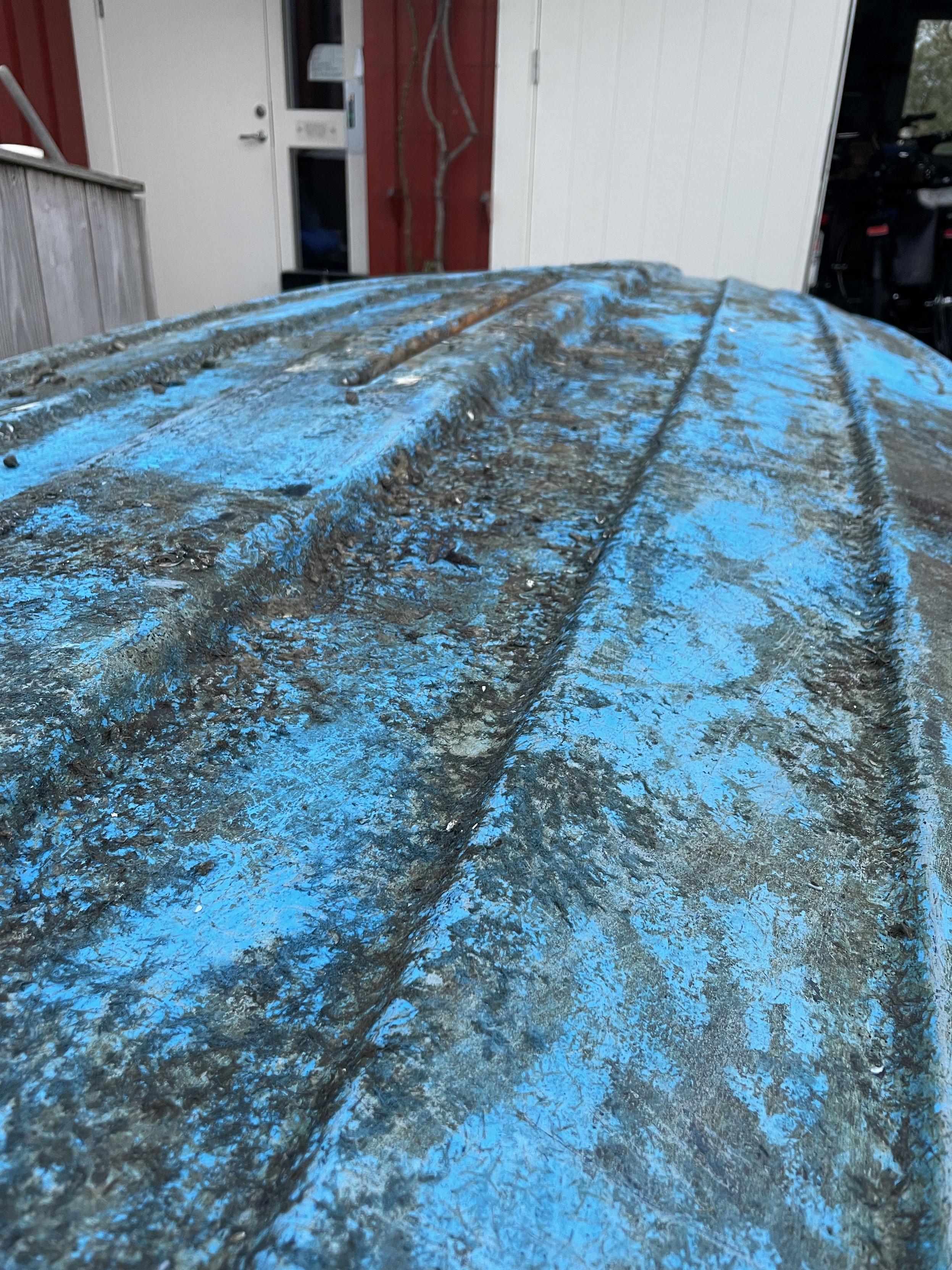 The cruft on the bottom of the hull.