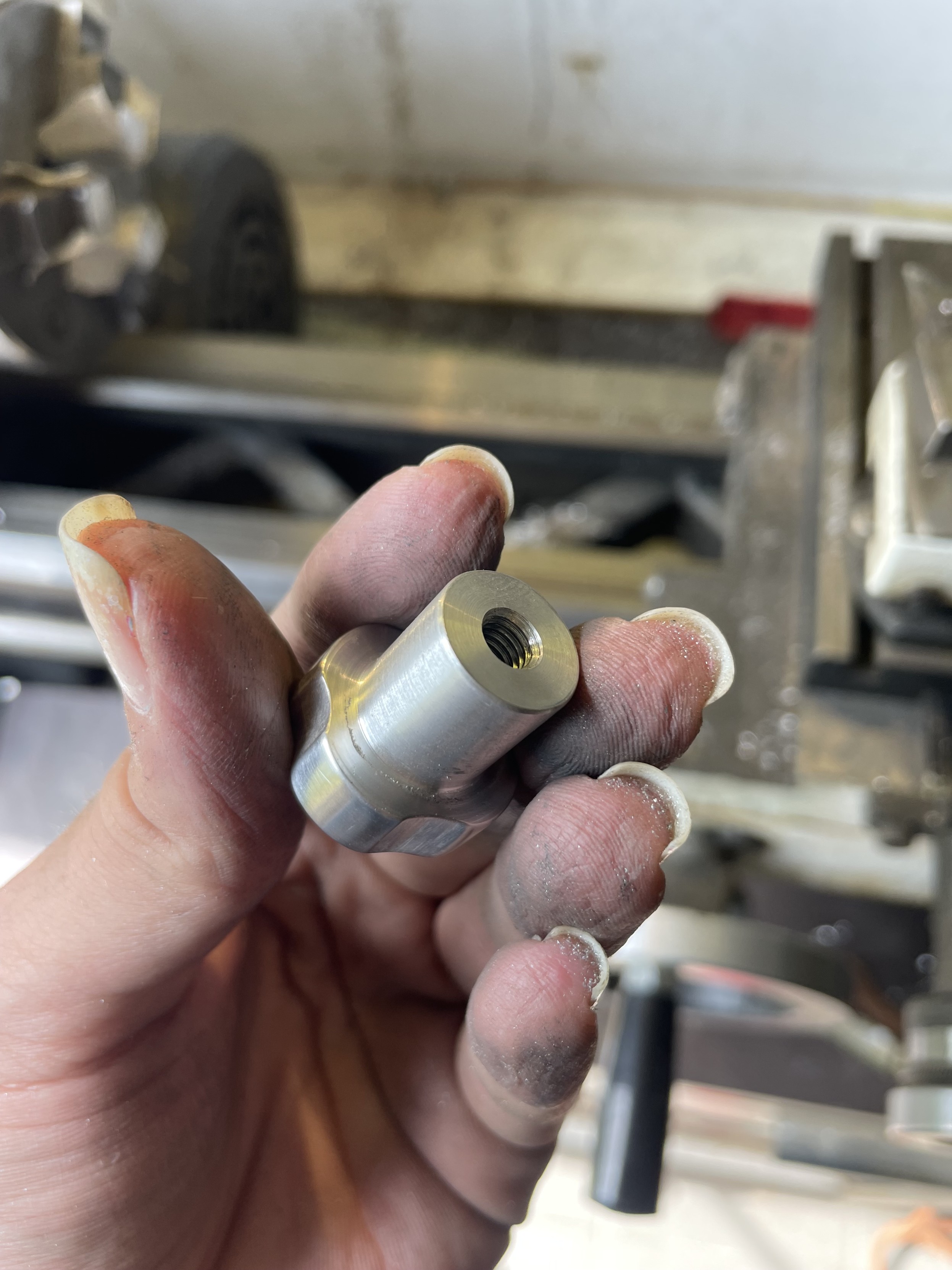 polished and softened knob, looking at the threaded hole