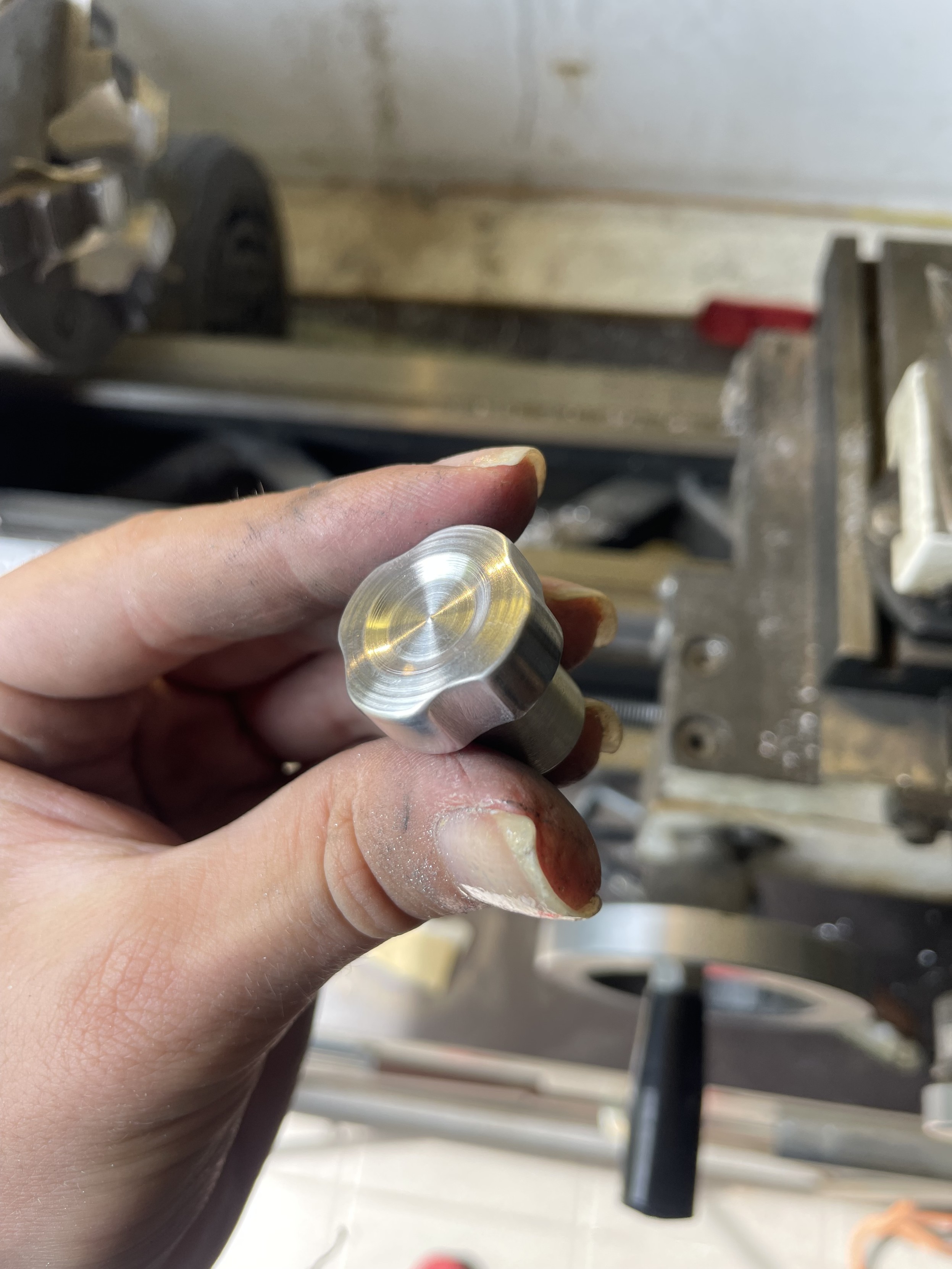 polished and softened knob